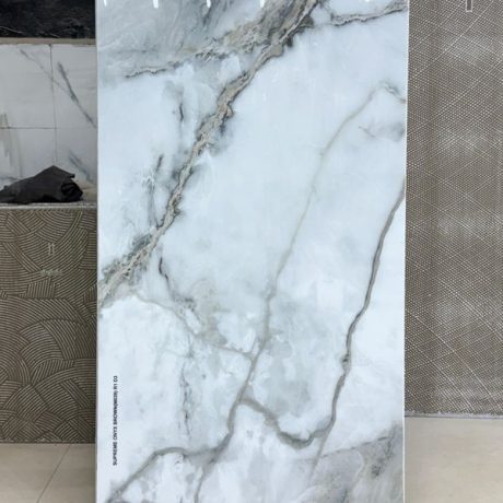 Carrelage 60x120 effet marbre brillant – sol & mur – neuf